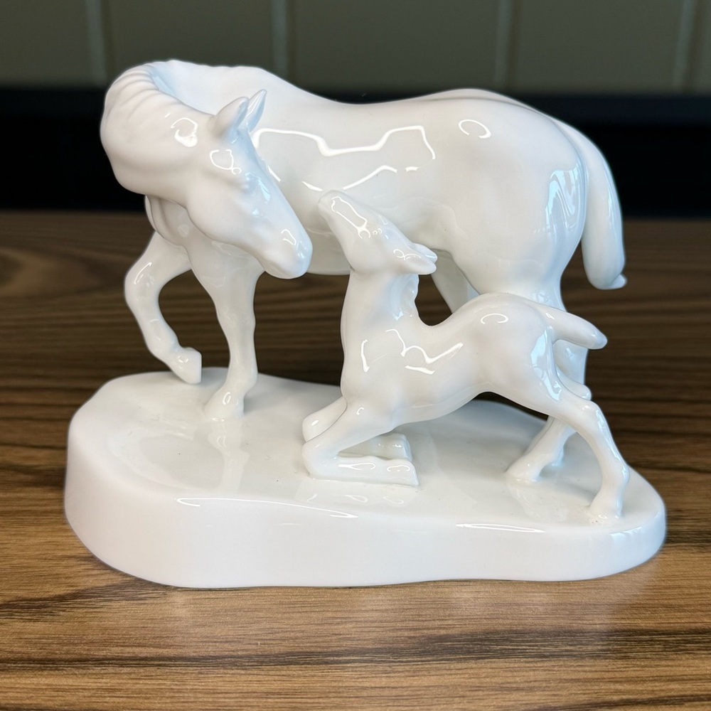 Noritake Mare & Foal 1975 2nd Edition of 2,800 White Bone China Figurine
